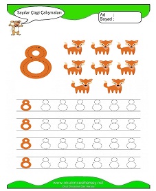 8 Rakamı Çizgi Çalışmaları Çalışma Sayfaları